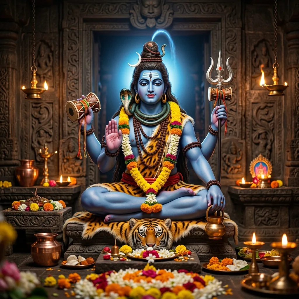 Lord Shiva artistic wallpaper with mountain and moon