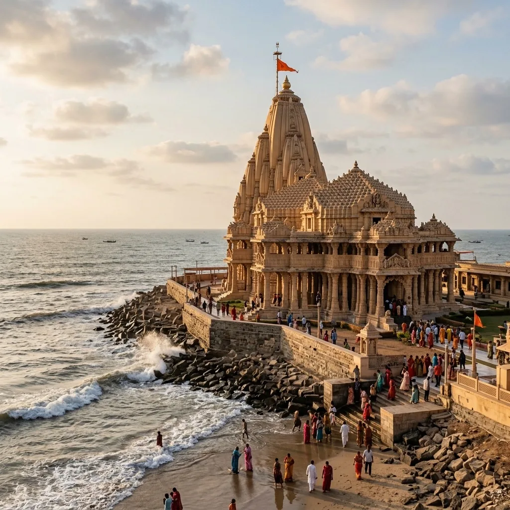 Somnath temple architecture by the sea